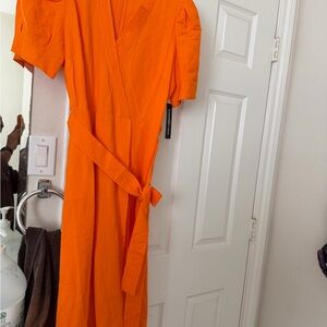 Karl Lagerfeld Bright Orange Midi Dress